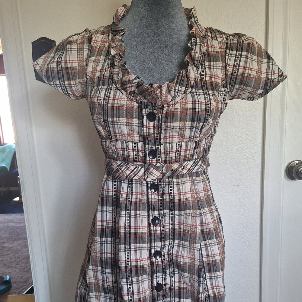 ZRF Plaid Button-Front Belted Dress – Size S